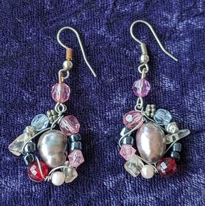 Statement Drop Dangle Earrings With Natural Black Tahitian Pearls